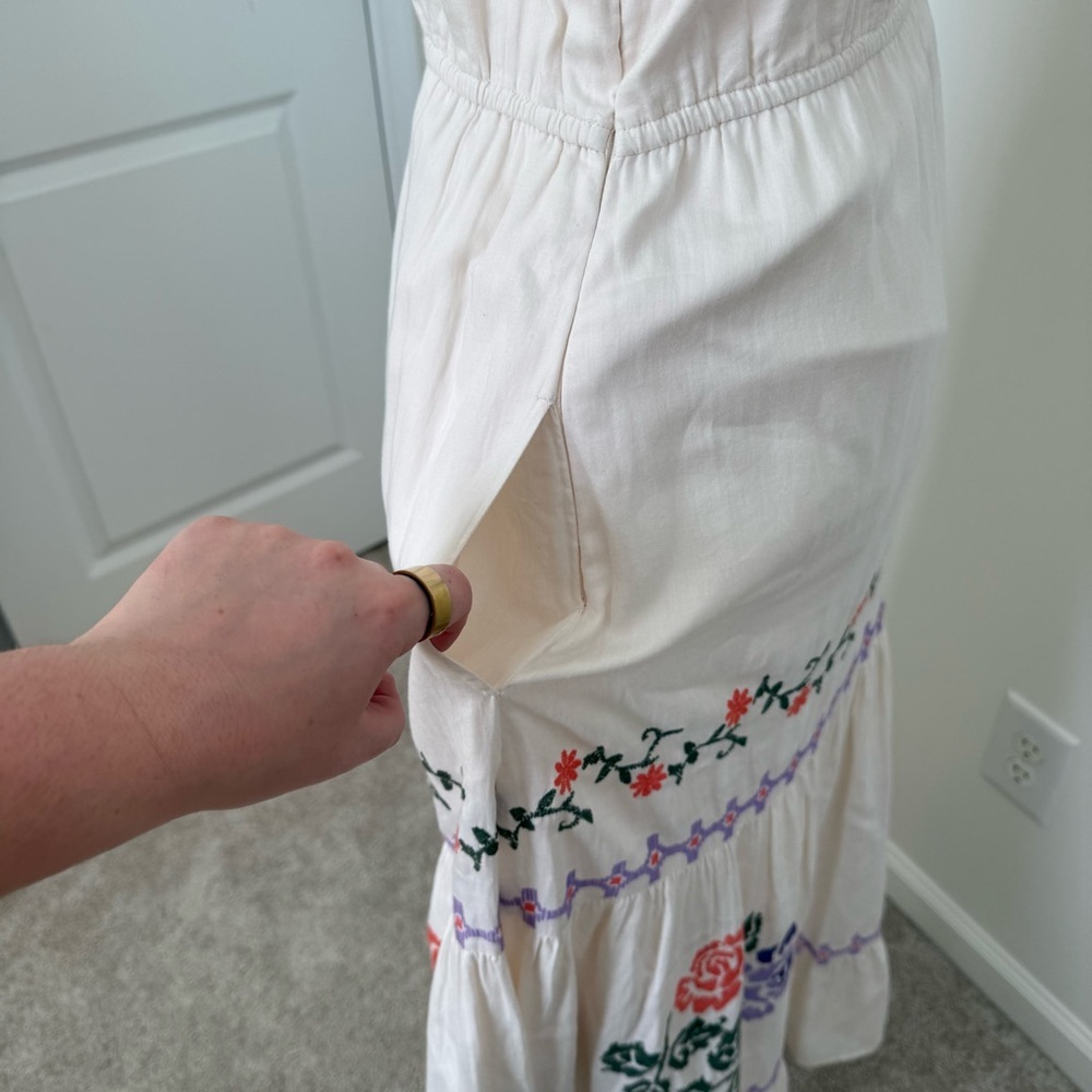 Anthropologie‎ Athena Embroidered Floral Maxi Dress Size Small Cottagecore - Picture 7 of 15